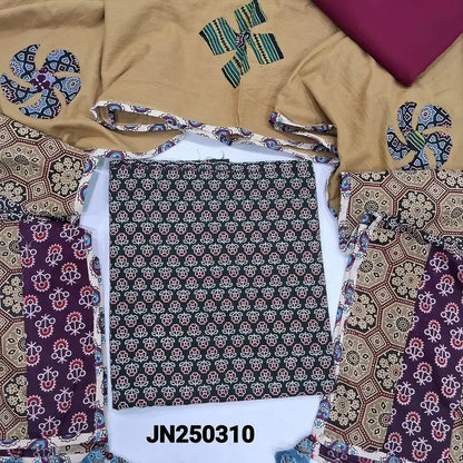 Black ajrak block printed pure cotton salwar material jn250310-Neidhal