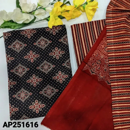 Black ajrak hand block printed cotton salwar material ap251616-Neidhal