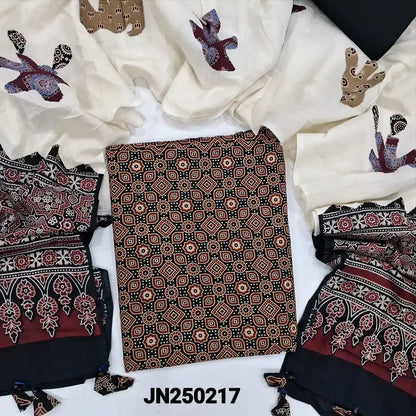 Black ajrak hand block printed cotton salwar material jn250217-Neidhal