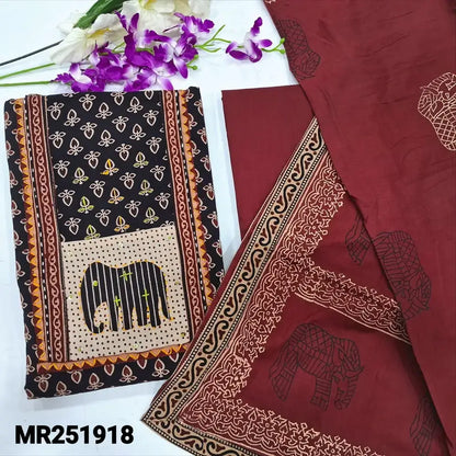 Black ajrak hand block printed cotton salwar material mr251918-Neidhal
