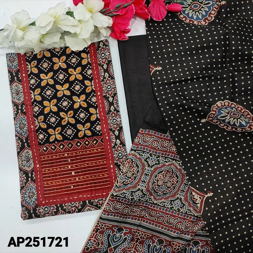 Black ajrak printed cotton salwar material ap251721-Neidhal