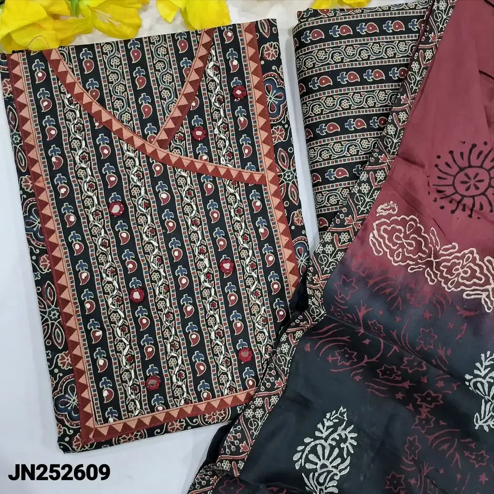 Black ajrak printed cotton salwar material jn252609-Neidhal