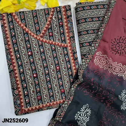 Black ajrak printed cotton salwar material jn252609-Neidhal
