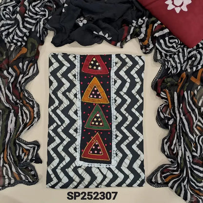Black and white batik cotton salwar material SP252307-Neidhal