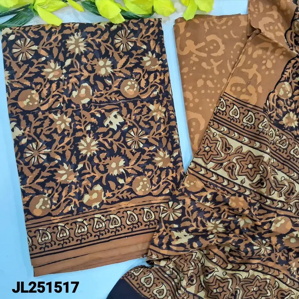 Black base rust orange block printed cotton salwar material jl251517-Neidhal