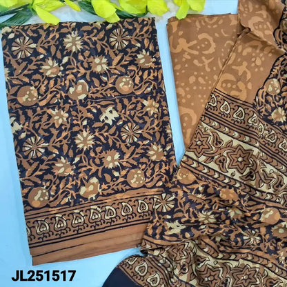 Black base rust orange block printed cotton salwar material jl251517-Neidhal
