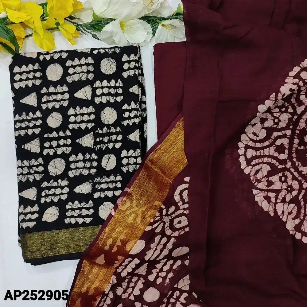 Black batik cotton salwar material ap252905-Neidhal
