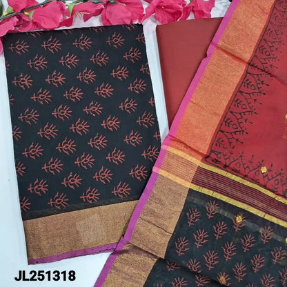 Black block printed fancy silk cotton salwar material jl251318-Neidhal