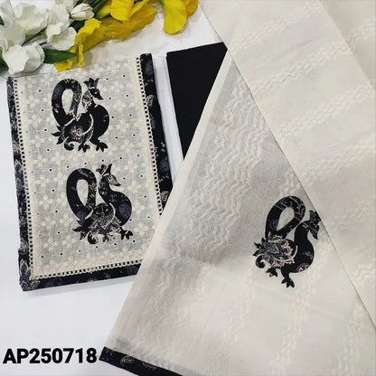 Black block printed soft cotton salwar material ap250718-Neidhal
