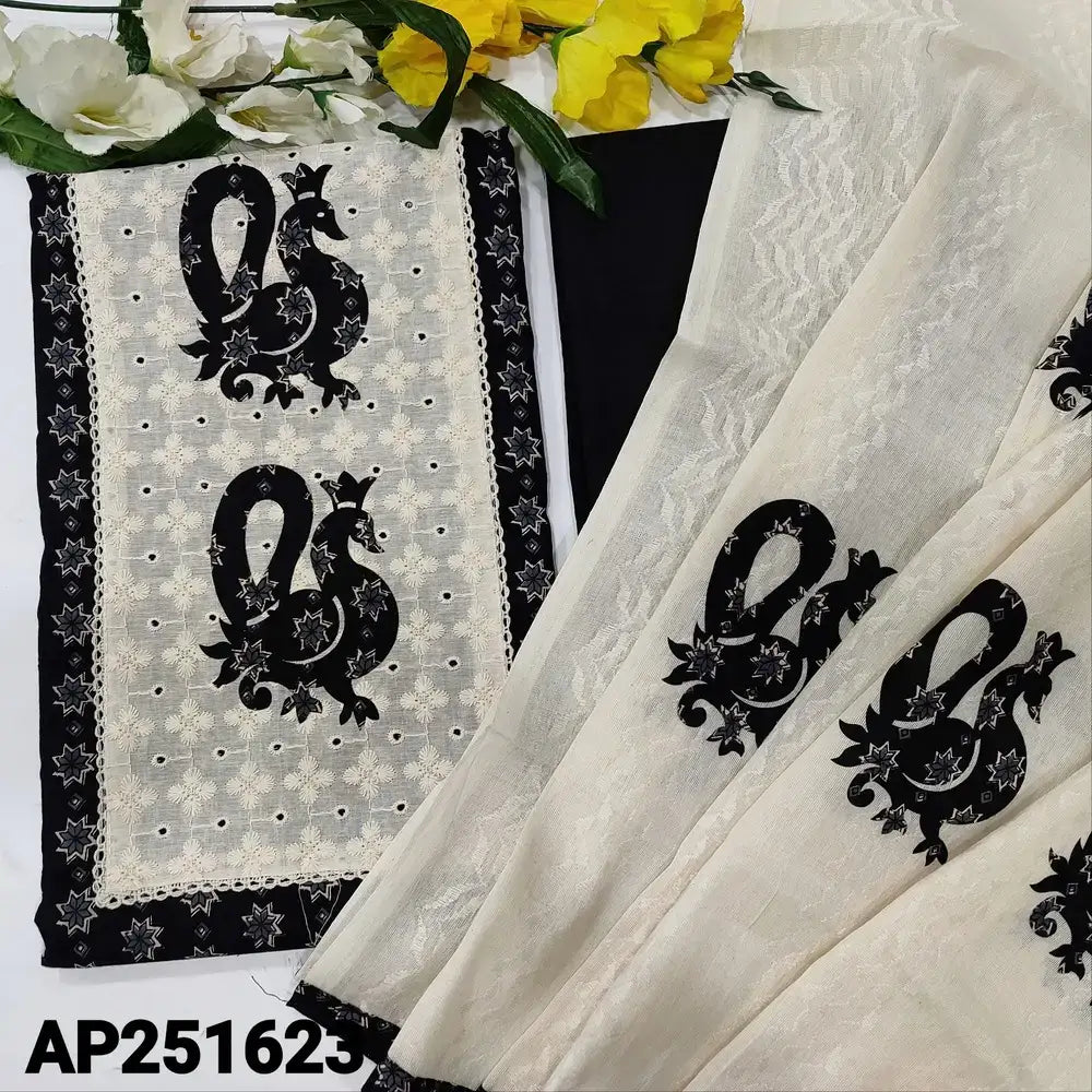 Black block printed soft cotton salwar material ap251623-Neidhal