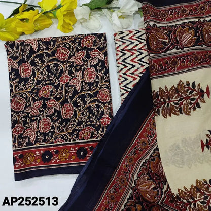 Black block printed soft cotton salwar material ap252513-Neidhal