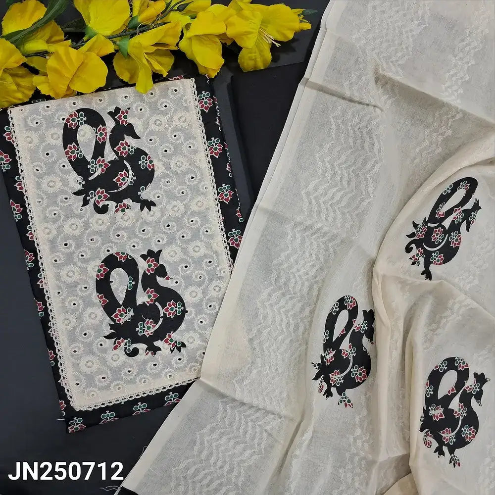 Black block printed soft cotton salwar material jn250712-Neidhal