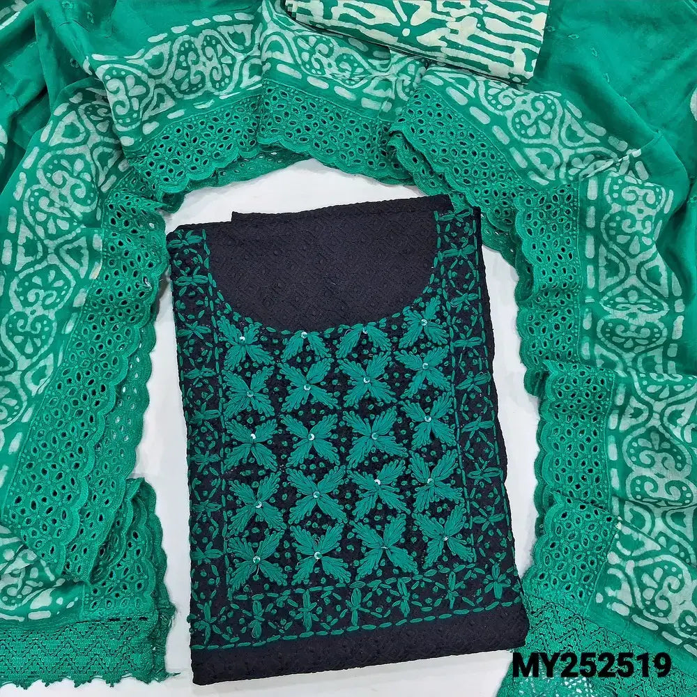 Black chikankari embroidered cotton salwar material my252519-Neidhal