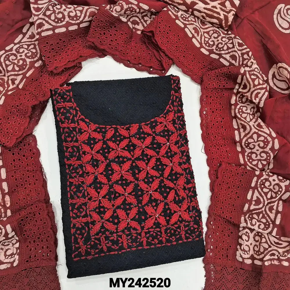 Black chikankari embroidered cotton salwar material my252520-Neidhal