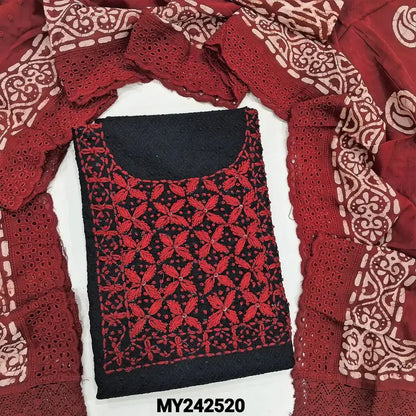Black chikankari embroidered cotton salwar material my252520-Neidhal