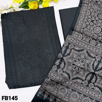 Black fancy crinkled silk cotton salwar material fb145-Neidhal