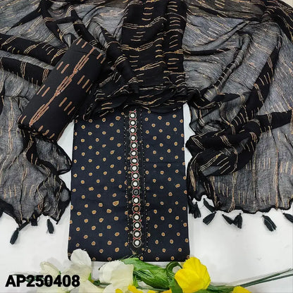 Black designer block printed cotton salwar material ap250408-Neidhal
