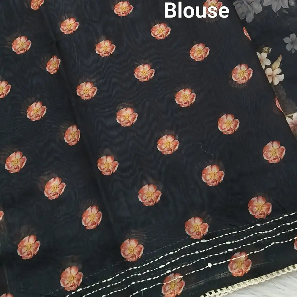 Black designer digital printed soft silk cotton saree ns102-Neidhal