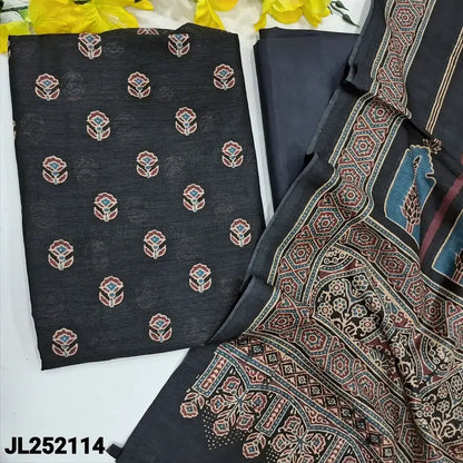 Black designer floral printed semi jute silk salwar material jl252114-Neidhal