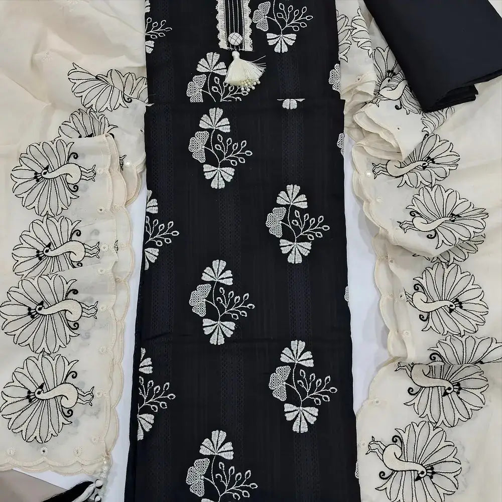 Black designer jakard cotton salwar material jn250514-Neidhal