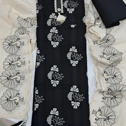 Black designer jakard cotton salwar material jn250514-Neidhal