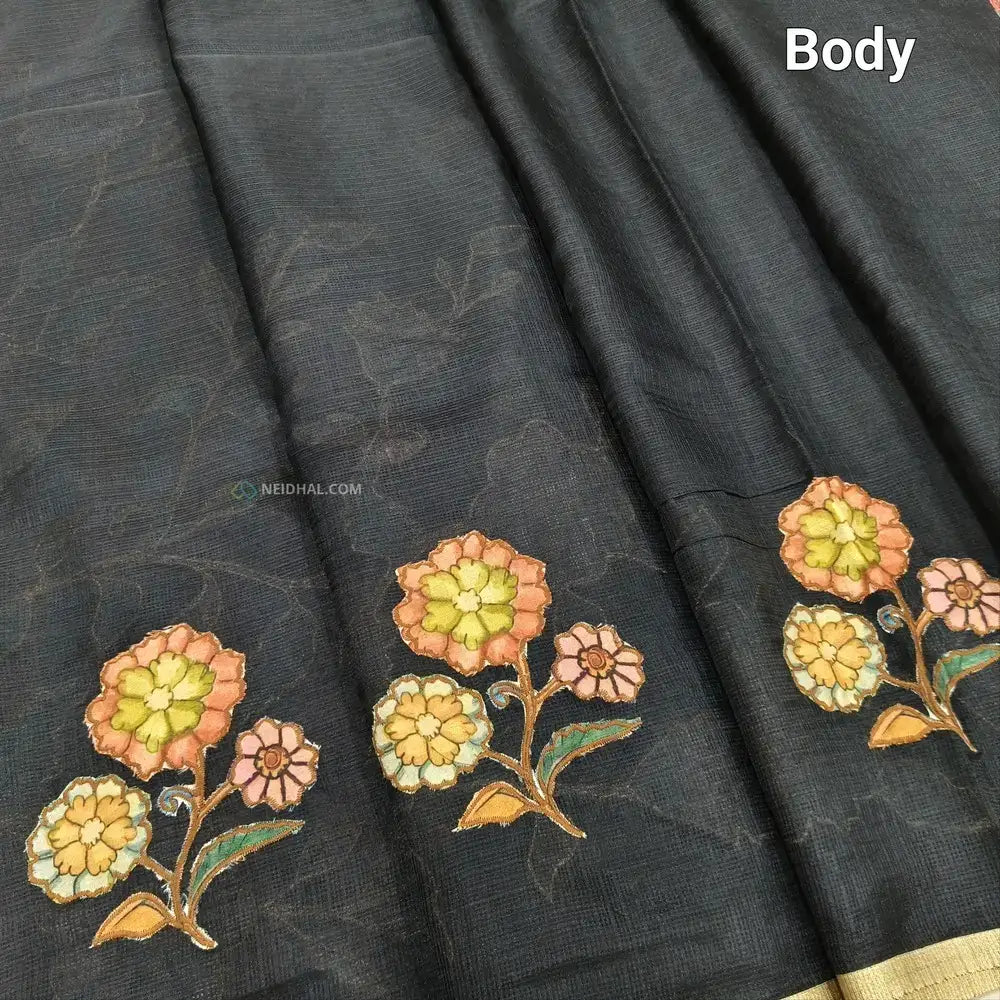 Black designer kota saree ns130-Neidhal