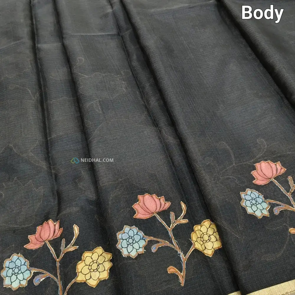 Black designer premium kota saree ns198-Neidhal