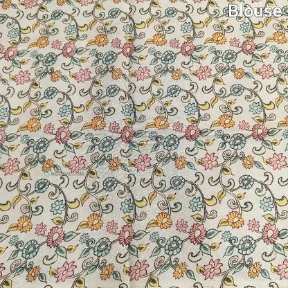 Plain running blouse with gold tissue borders with designer kota saree