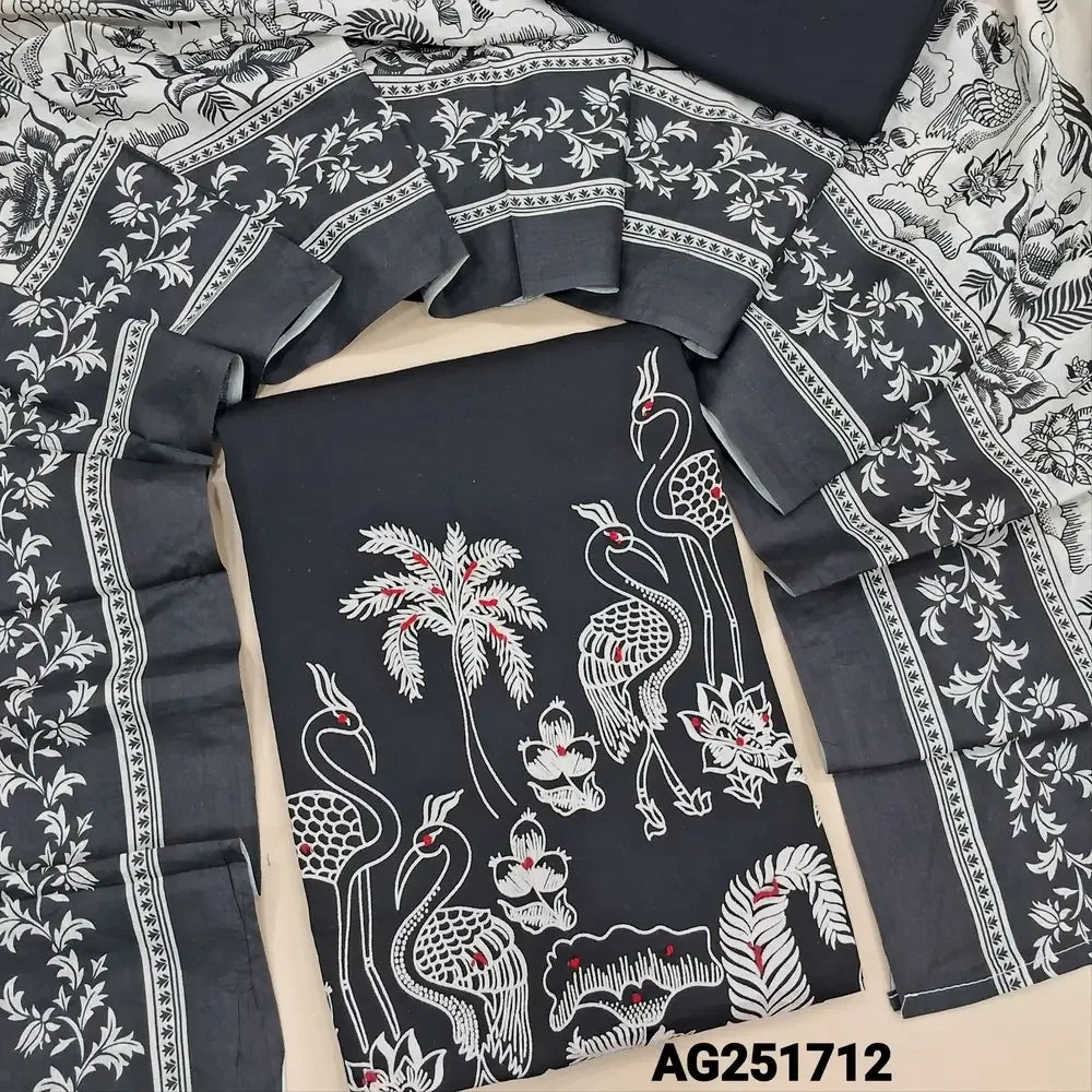 Black digital printed satin cotton salwar material ag251712 Neidhal