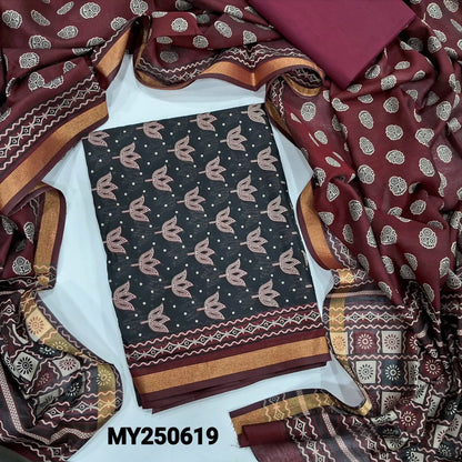 Black digital printed silk cotton salwar material my250619-Neidhal