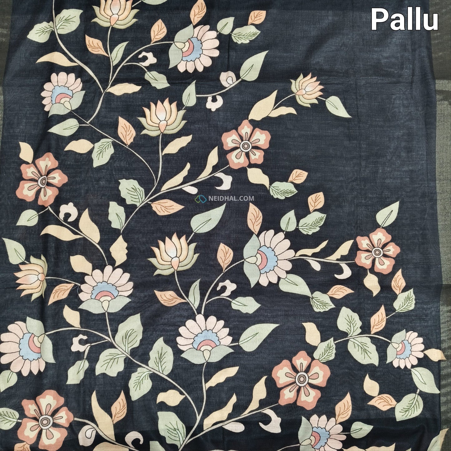 Black digital printed soft fancy silk cotton saree ns69-Neidhal