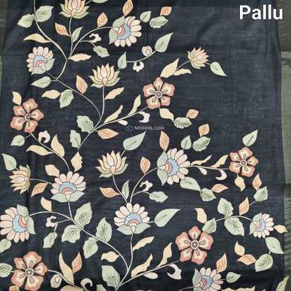 Black digital printed soft fancy silk cotton saree ns69-Neidhal