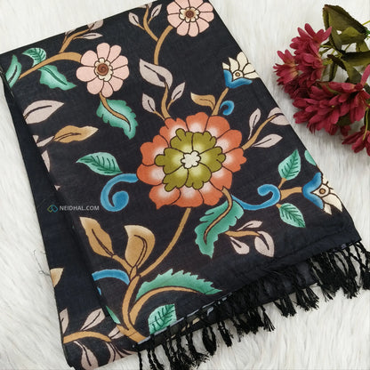 Black digital printed soft fancy silk cotton saree ns71-Neidhal