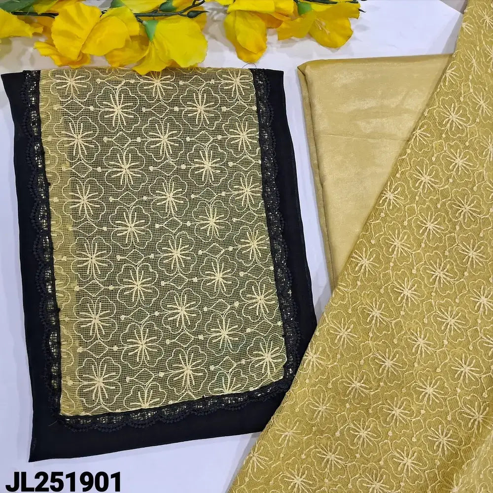 Black fancy crinkled silk cotton salwar material jl251913-Neidhal