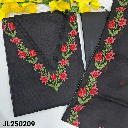 Black fancy kota silk cotton salwar material jl250209-Neidhal