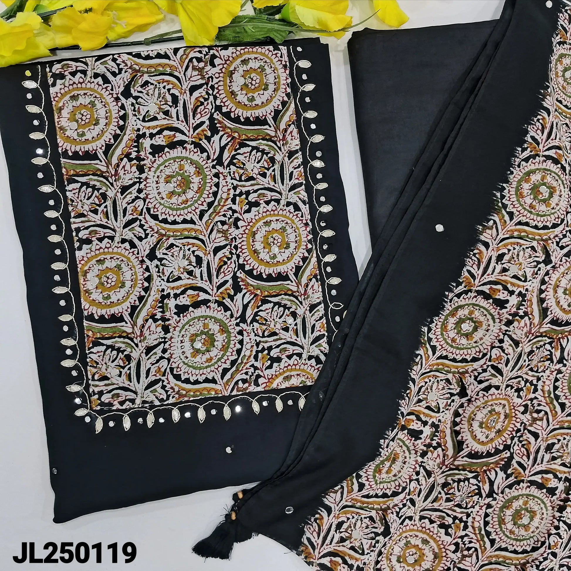 Black fancy silk cotton salwar material jl250119-Neidhal