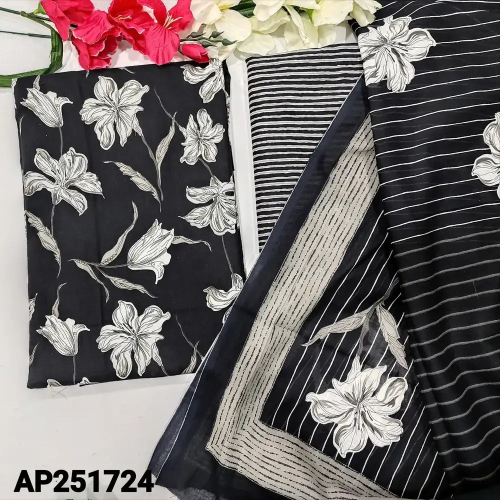Black floral printed cotton salwar material ap251724-Neidhal