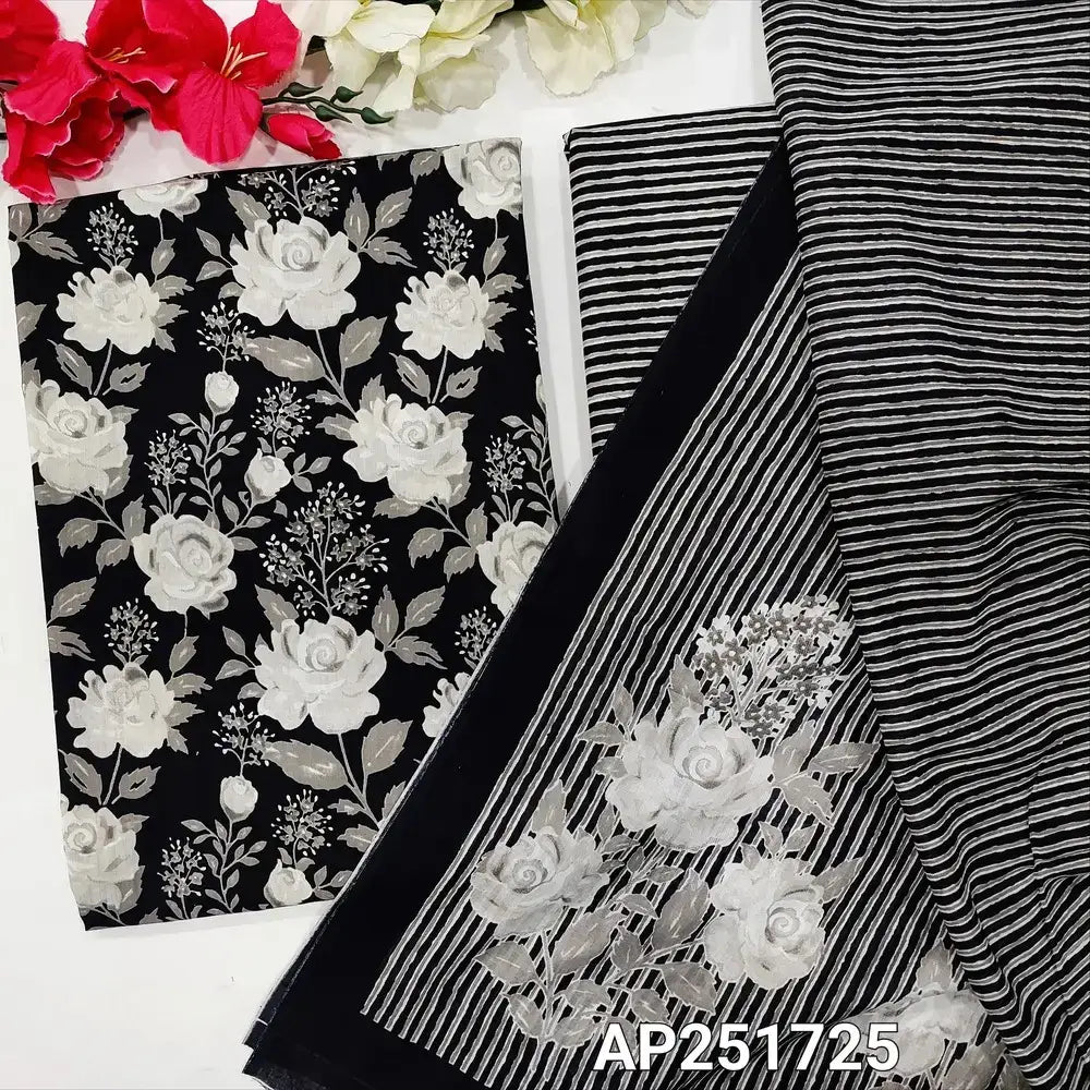 Black floral printed cotton salwar material ap251725-Neidhal