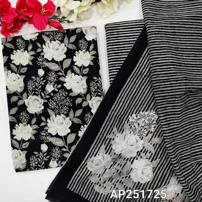 Black floral printed cotton salwar material ap251725-Neidhal