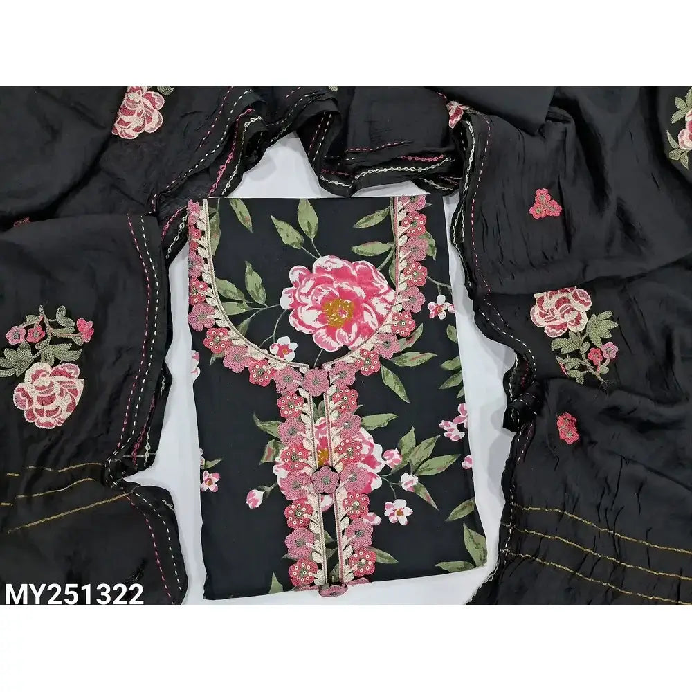 Black floral printed cotton salwar material my251322-Neidhal