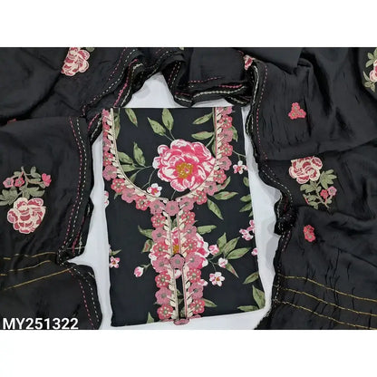 Black floral printed cotton salwar material my251322-Neidhal