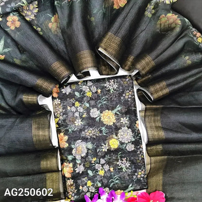 Black floral printed fancy kota silk cotton salwar material ag250602-Neidhal