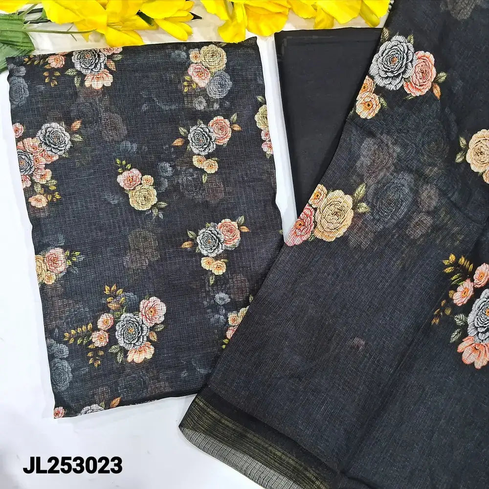 Black floral printed fancy kota silk cotton salwar material jl253023-Neidhal