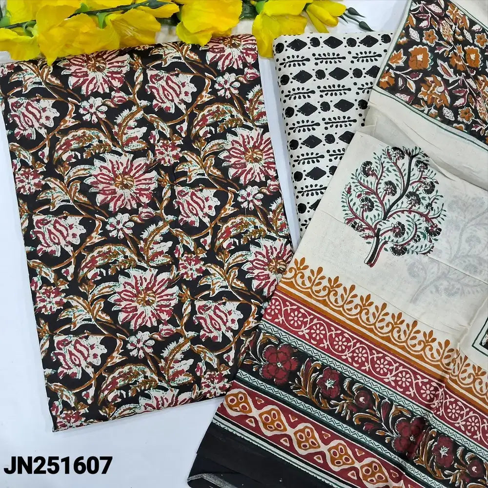 Black floral printed pure soft cotton salwar material jn251607-Neidhal