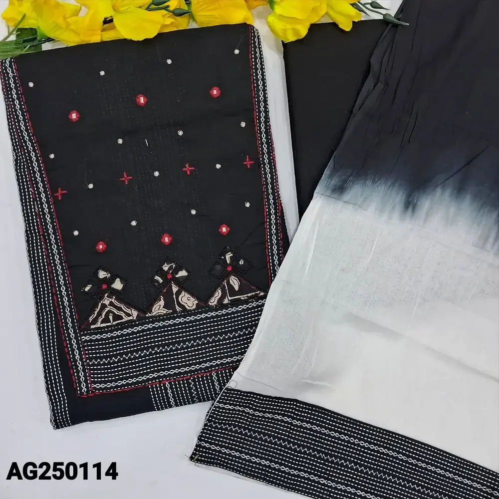Black handloom cotton salwar material ag250114-Neidhal