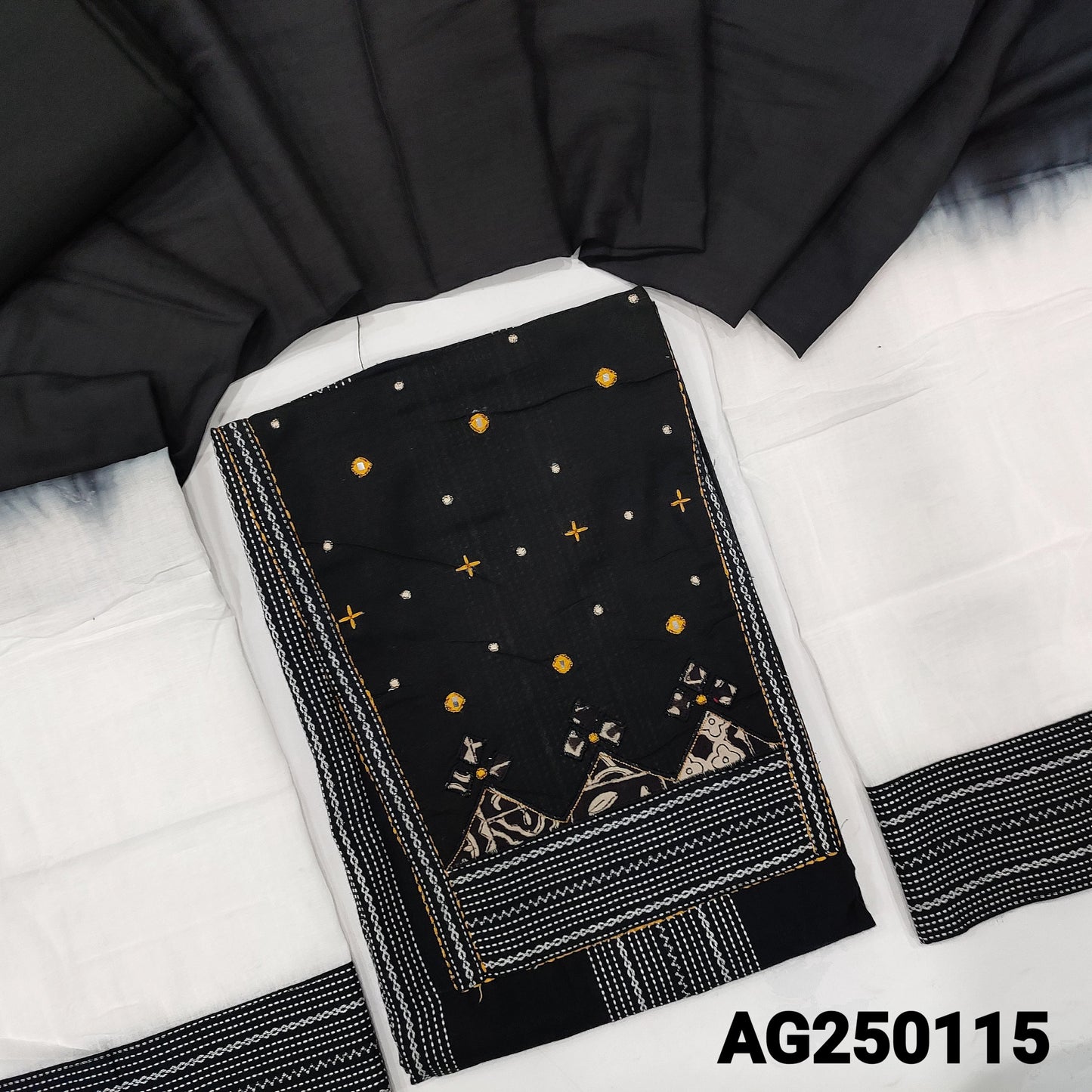 Black handloom cotton salwar material ag250115 Neidhal