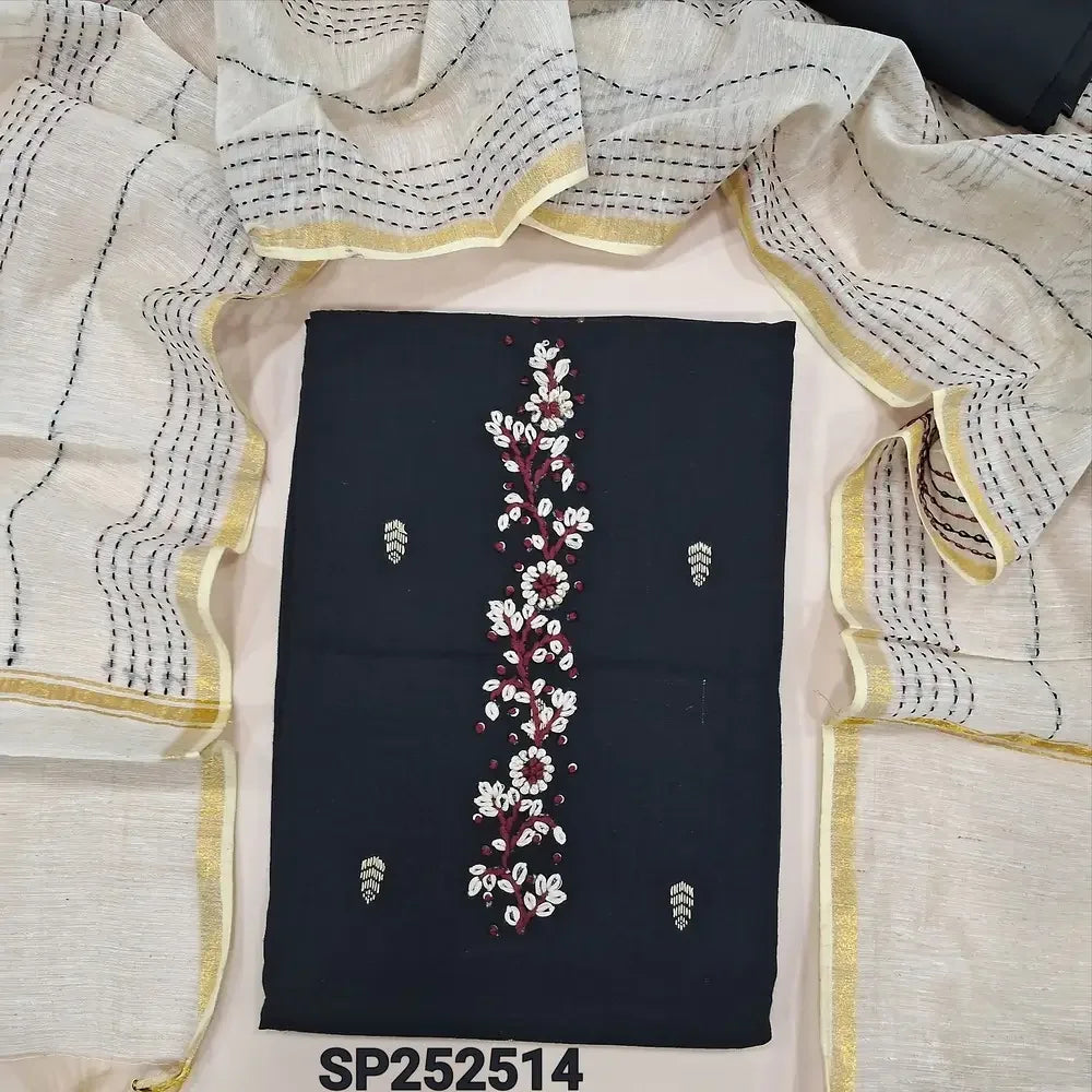 Black handloom cotton salwar material SP252514-Neidhal