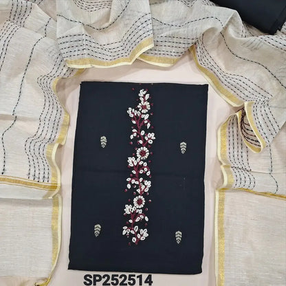 Black handloom cotton salwar material SP252514-Neidhal
