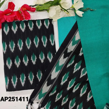 Black ikat woven handloom cotton salwar material ap251411-Neidhal