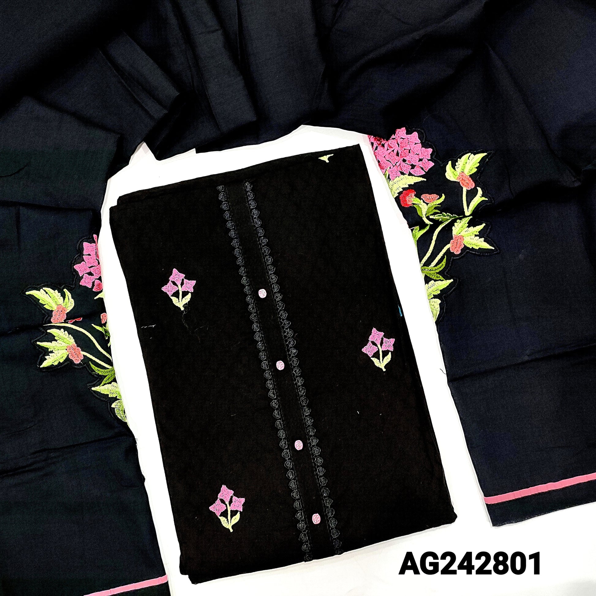 Black jakard cotton salwar material ag242801 Neidhal